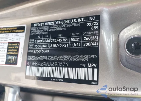 2022 Mercedes-Benz Gle 350 из США, поврежденный, VIN 4JGFB4JBXNA698576